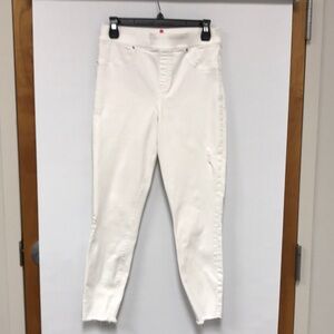 Spanx Denim Skinny Jean Leggings White 20229R Size Medium High Rise Distressed